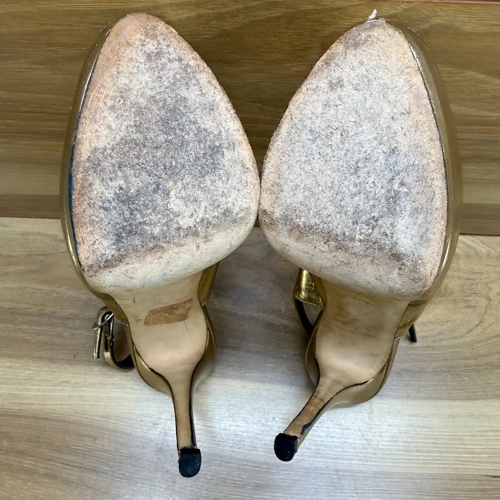 Giuseppe Zanotti Slingback Y2K Heels 6.5 EU 36.5 Bronze‎ Platform Peep Toe Pumps